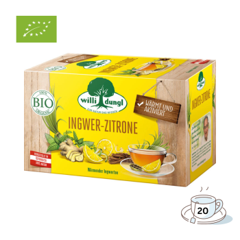 Willi Dungl Bio Tee Ingwer-Zitrone, wärmender Ingwertee, 20 Teebeutel